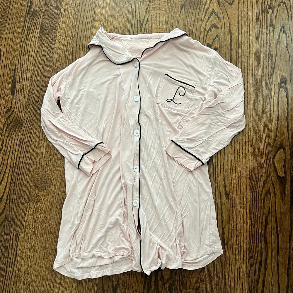 🍭6/$30 event blossom ballet pink L initial monogrammed modal nightgown -S